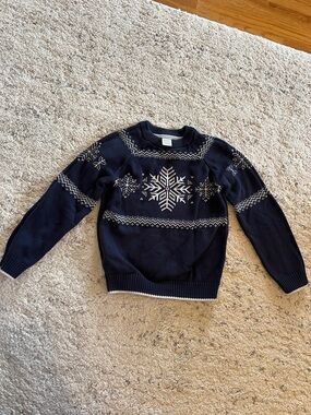 Gymboree Navy and White Snowflake Pullover 100% cotton sweater
